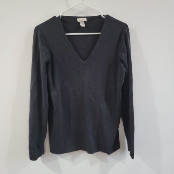 Chicos Womens Sweater Size Medium Gray Silk Blend Gray Minimalist Career Office - Picture 1 of 6